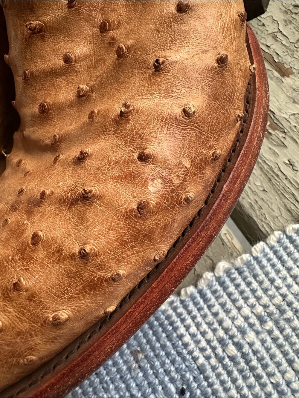 Tony Lama Tan Ostrich-Texture Western Cowboy Boots - Picture 6 of 12
